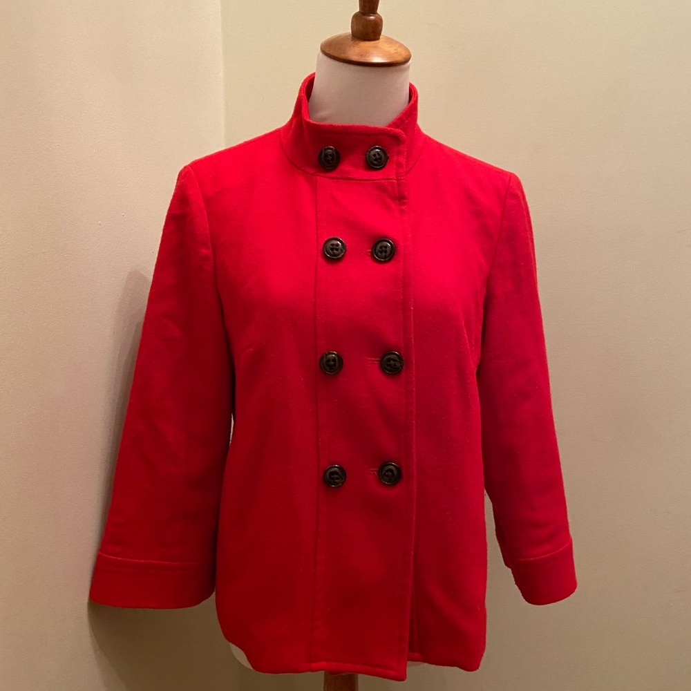 Banana Republic Red Double-Breasted Wool Peacoat